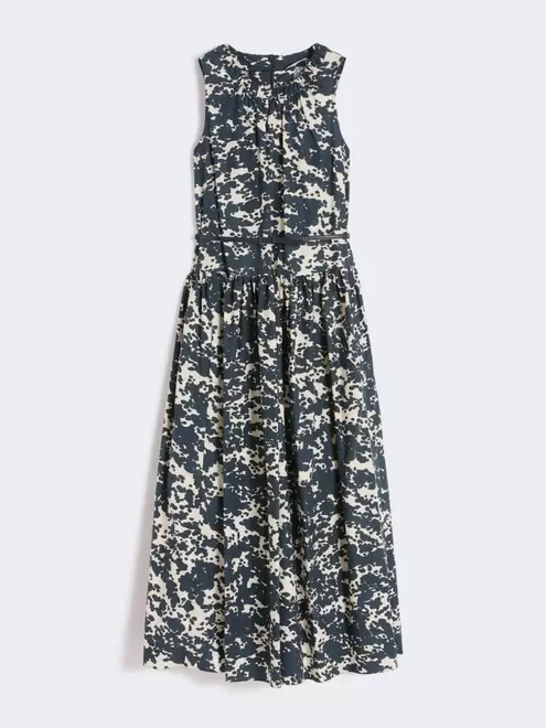 Kleid aus bedruckter Baumwolle mit Gürtel