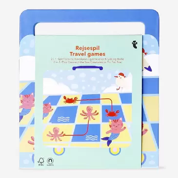 2-in-1-Reisespiele - Verbinde die Meerestiere oder Tic-Tac-Toe
