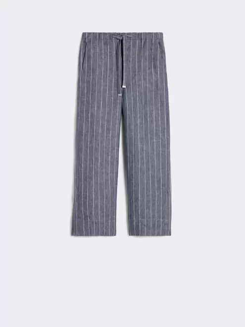 Hose aus Leinen mit Nadelstreifen in Denim-Optik