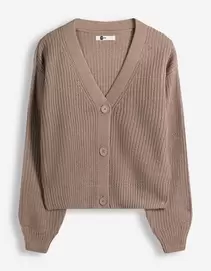 Strickjacke - Knopfleiste - Braun