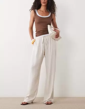 ASOS DESIGN – Schlupfhose aus Leinenmix in Naturfarben