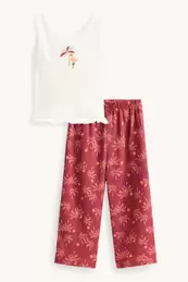 Palme und Flamingo - Set - Top und Stoffhose - 2 teilig