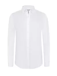 Unifarbenes Leinenhemd mit Button Down-Kragen, Regular