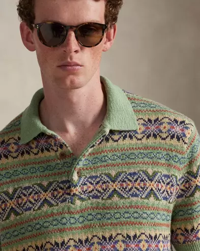 Leinen-Baumwoll-Pullover mit Polokragen