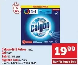 Calgon 4in1 Pulver 83 WG, Gel 75 WG, Hygiene Tabs 61 Stück