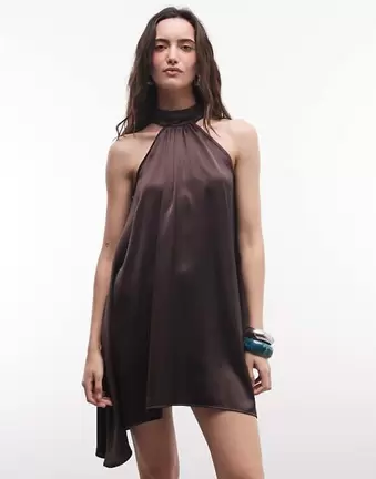 Reclaimed Vintage Satin-Halter-Minikleid