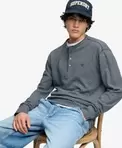 Mini Slub Waffle Langarm-Grandad-Shirt