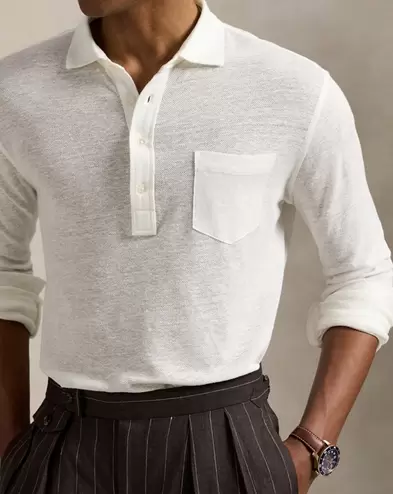 Poloshirt aus Leinen-Piqué