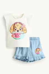 PAW Patrol - Skye - Set - Kurzarmshirt und Shorts - Glanz-Effekt - 2 teilig