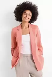 Longblazer - Regular Fit - Leinen-Mix