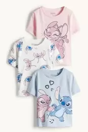 Multipack 3er - Lilo & Stitch - Kurzarmshirt - Glanz-Effekt