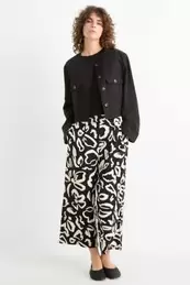 Jersey-Hose - Mid Waist - Straight Fit - geblümt