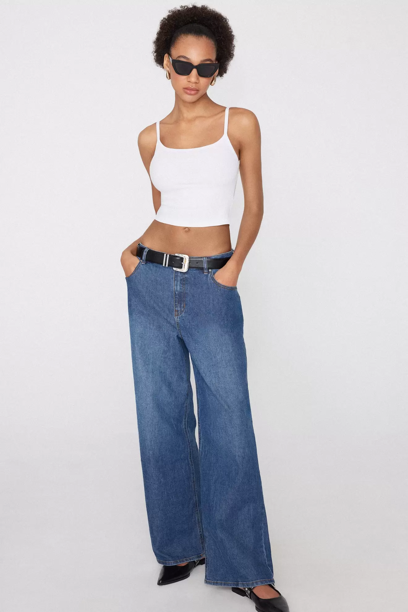 Crop Top mit schmalen Trägern aus Baumwollripp