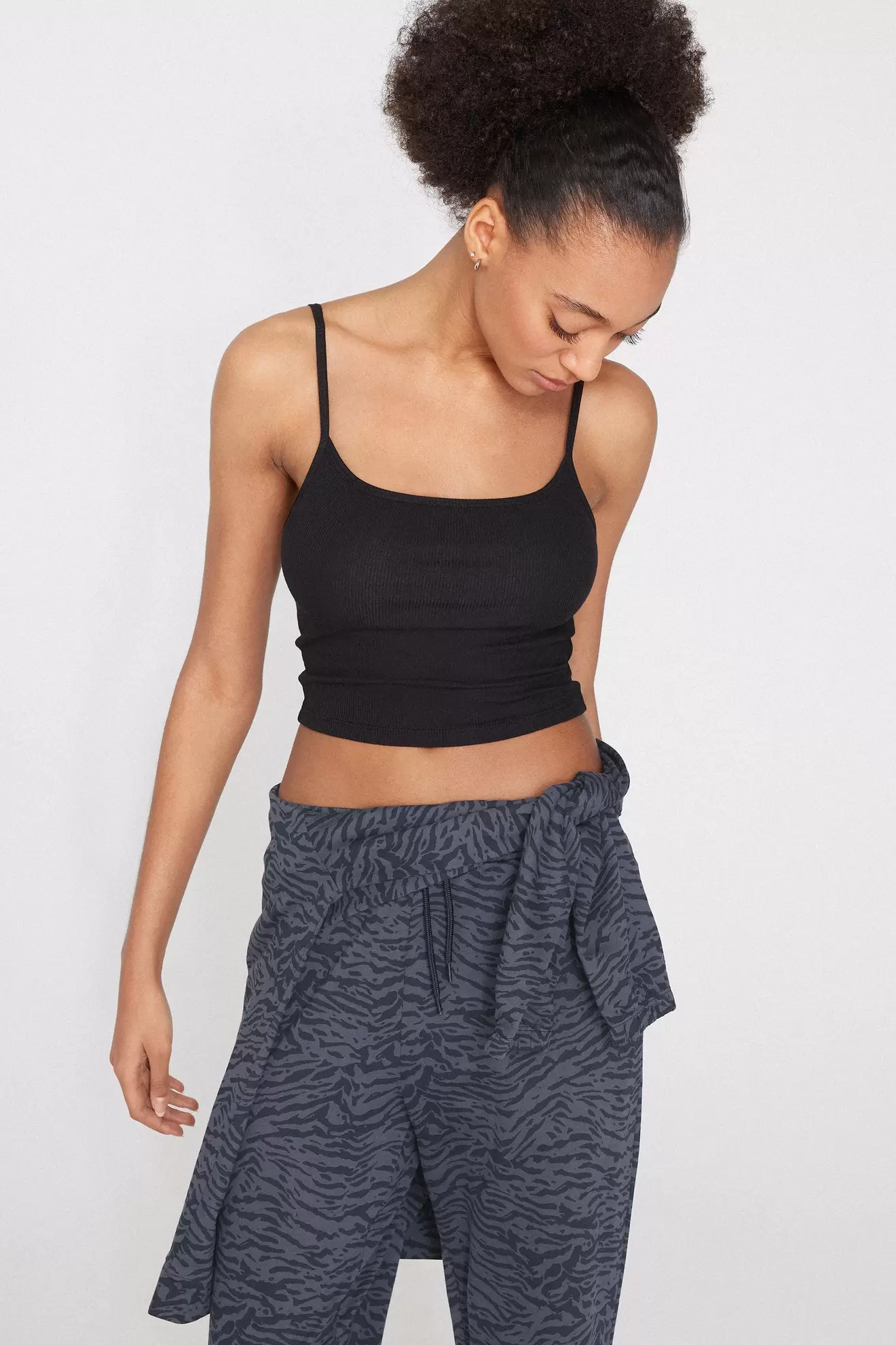 Crop Top mit schmalen Trägern aus Baumwollripp