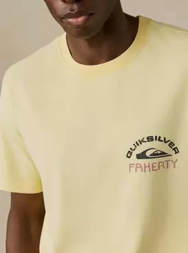 Faherty x Quiksilver Männer Gelb T-Shirt mit Wascheffekt