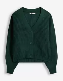 Strickjacke - Knopfleiste - Dunkelgrün