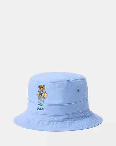 Leinen-Topfhut mit Polo Bear