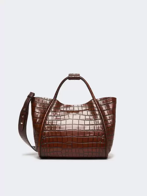 Tasche Marine Small aus Leder mit Kroko-Muster
