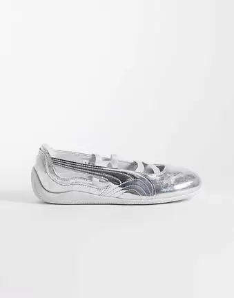 PUMA – Speedcat – Flache Ballerinas in Metallic-Silber