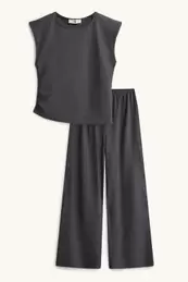 Set - Top und Jersey-Hose - 2 teilig - strukturiert