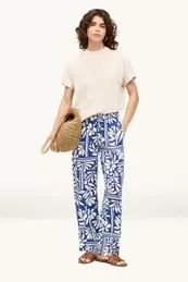Stoffhose - Mid Waist - Straight Fit - gemustert