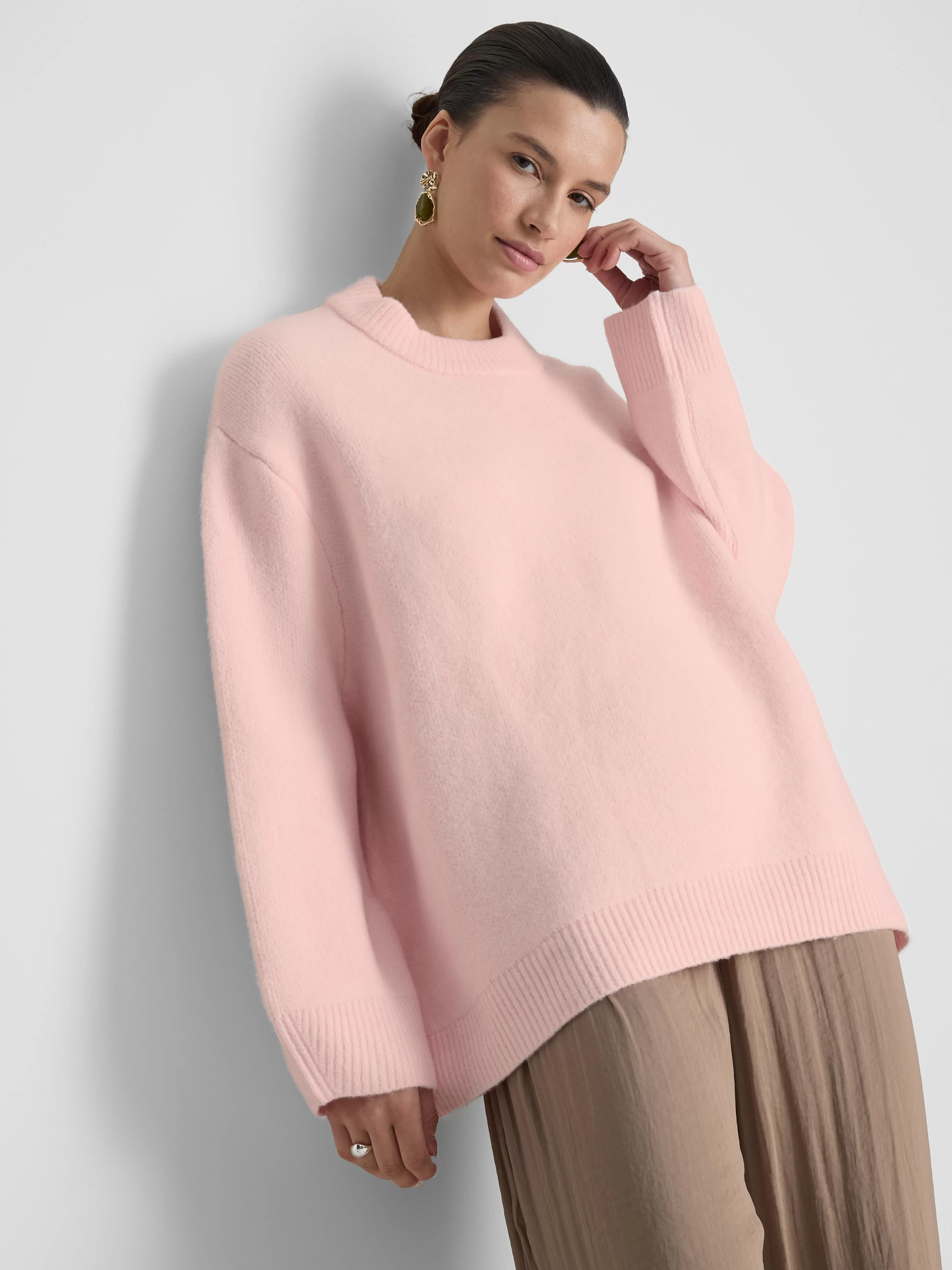 Pullover aus Wollgemisch mit Rundhalsausschnitt im Oversized-Look
