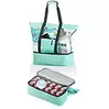 PEARL Leichte 2in1-Strand-Netztasche mit Kühlfach und Seitenfach, hellblau
