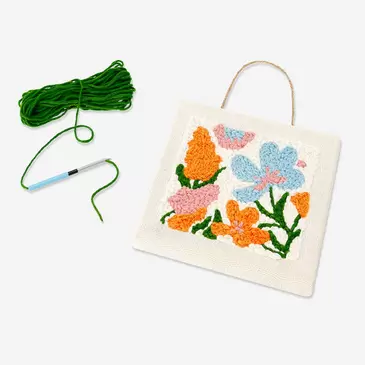 Punch-Needle-Set - Wandbild mit Blumenmotiv