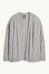 Kaschmir-Strickjacke - Zopfmuster