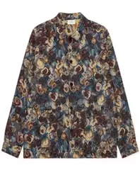 Overshirt in Jaquard-Qualität mit floralem Stick