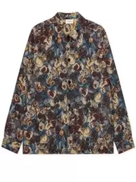 Overshirt in Jaquard-Qualität mit floralem Stick
