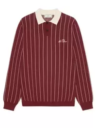 Strick-Rugbyshirt mit Streifen und Label-Stickerei