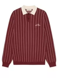 Strick-Rugbyshirt mit Streifen und Label-Stickerei