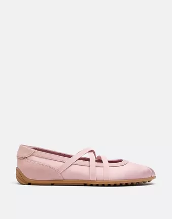 Stradivarius Satin-Sneaker-Pumps mit überkreuzten Riemchen in Pink