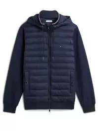 Hybride Sweatjacke mit Steppfront und Logo-Stickerei