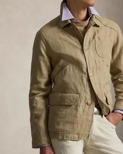 Utility-Jacke aus Fischgrat-Leinen