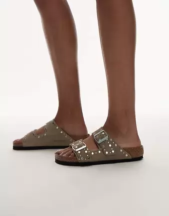 Birkenstock Arizona Rivet Sandale aus Wildleder in Taupe