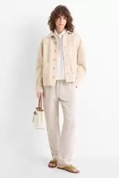 Stoffhose - Mid Waist - Tapered Leg - Leinen-Mix