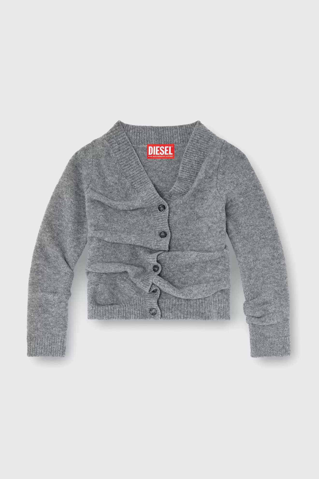 Kurz geschnittener Cardigan aus gekochtem, geknittertem Strick