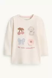 Kirsche, Hündchen, Schleifchen, Blümchen - Baby-Langarmshirt