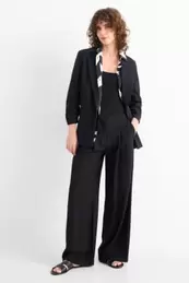 Stoffhose - Mid Waist - Wide Leg