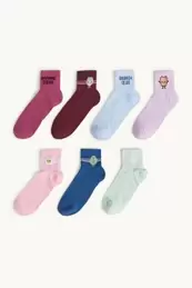 Multipack 7er - Frühstück - Socken mit Motiv