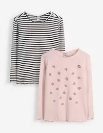 Langarmshirt - 2er-Pack - Rosa