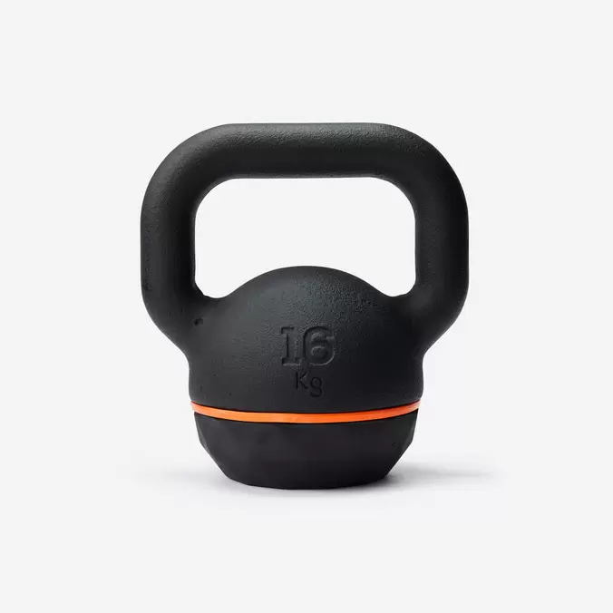 Kugelhantel Kettlebell Gusseisen teilweise recycelt Basis aus Gummi 16 kg