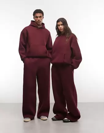 Reclaimed Vintage unisex schwerer Jogger mit weitem Bein als Kombiteil in Pflaume