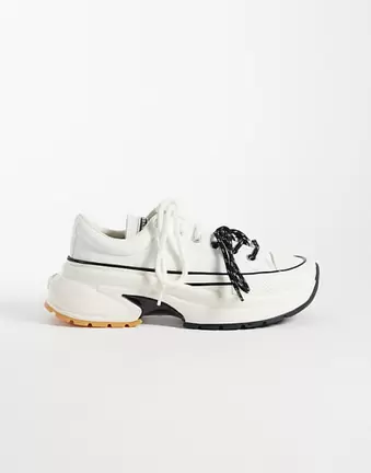Converse Run Star Crush Leder-Sneaker in Weiß mit doppelten Schnürsenkeln