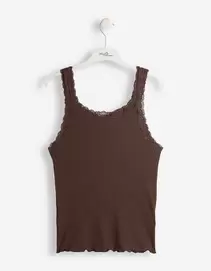 Tanktop - Spitzenbesatz - Dunkelbraun