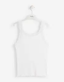 Tanktop - Spitzenbesatz - Off-White