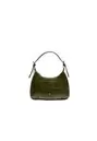Mini-Schultertasche mit Kroko-Optik, Wildleder und Kette