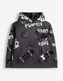 Hoodie - Allover-Print - Dunkelgrau